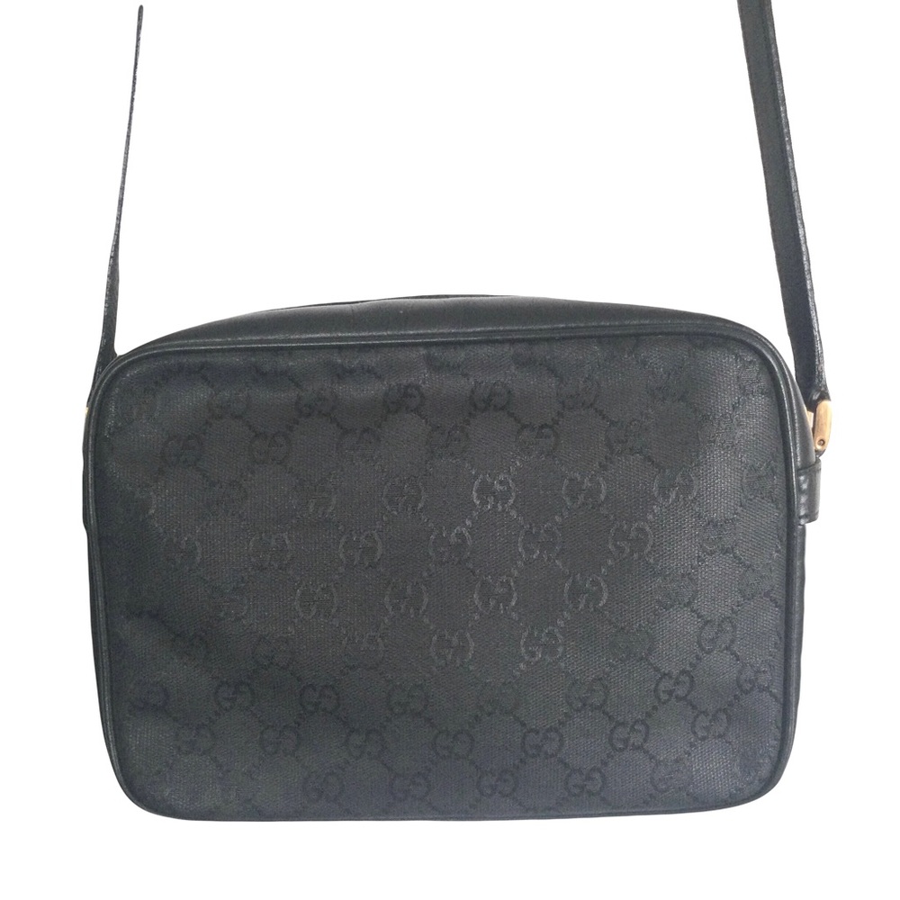 2x HOST PICK Vintage Gucci Black Monogram Crossbody Camera Bag - Picture 3 of 15